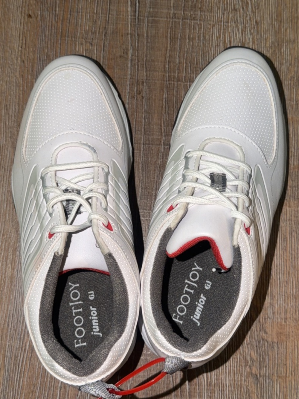 FootJoy White Youth Golf shoes with Red Trim